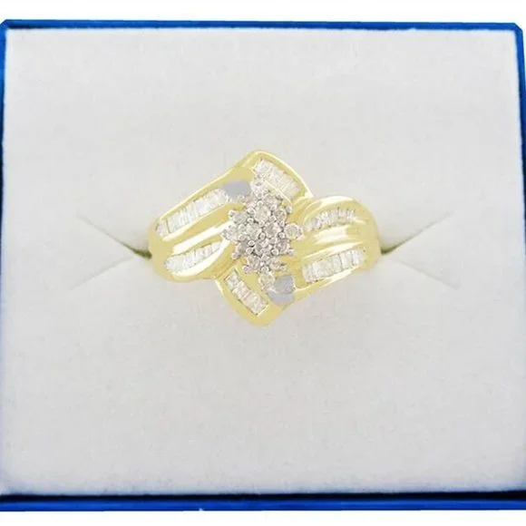 Genuine 1.80 Cts Diamonds Cocktail Ring 10K Gold